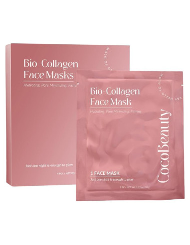 Mascarilla Facial de Colágeno CocoBeauty 16 Pcs Hidratante