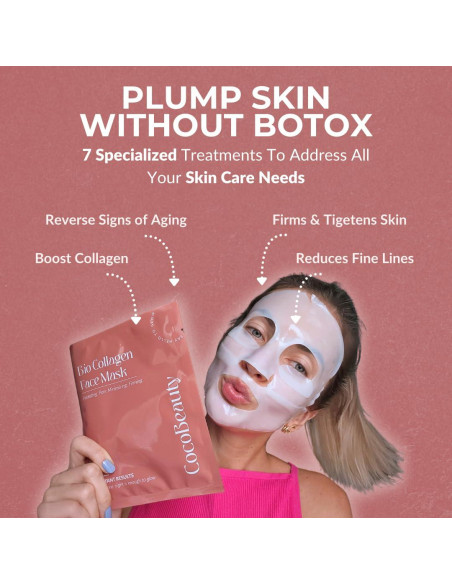 Mascarilla Facial de Colágeno CocoBeauty 16 Pcs Hidratante