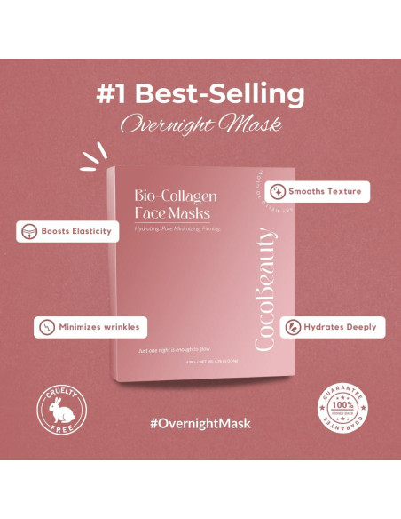 Mascarilla Facial de Colágeno CocoBeauty 16 Pcs Hidratante