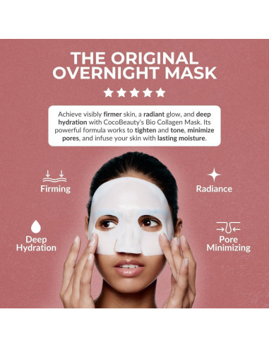 Mascarilla Facial de Colágeno CocoBeauty 16 Pcs Hidratante