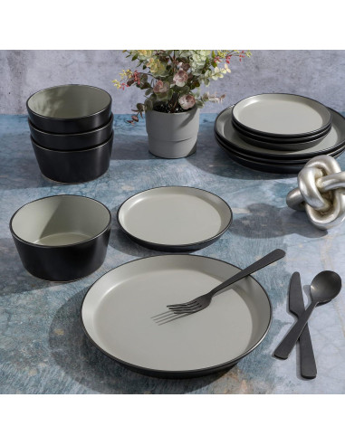 Juego de vajilla cerámica Gibson Soho Lounge 12 piezas gris