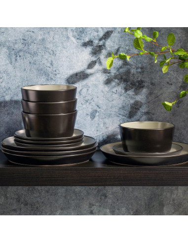 Juego de vajilla cerámica Gibson Soho Lounge 12 piezas gris