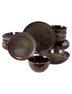 Juego de vajilla Gibson Elite Edwina 16 piezas verde