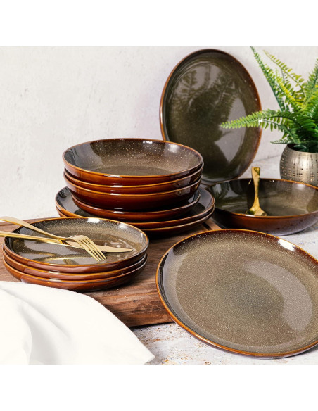 Juego de vajilla Gibson Elite Edwina 16 piezas verde