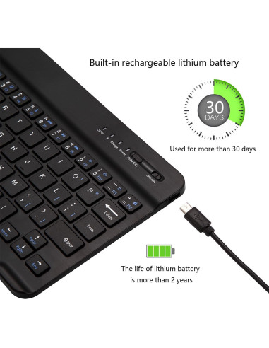 Teclado Bluetooth Xukinroy Mini 10" Inalámbrico Recargable