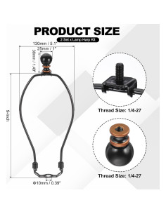 Kit de Arpa de Lámpara PATIKIL 23cm Negro 2 Juegos 2