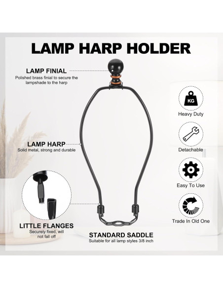 Kit de Arpa de Lámpara PATIKIL 23cm Negro 2 Juegos