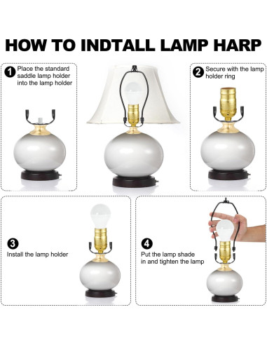 Kit de Arpa de Lámpara PATIKIL 23cm Negro 2 Juegos