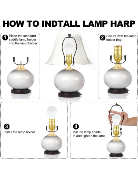 Kit de Arpa de Lámpara PATIKIL 23cm Negro 2 Juegos