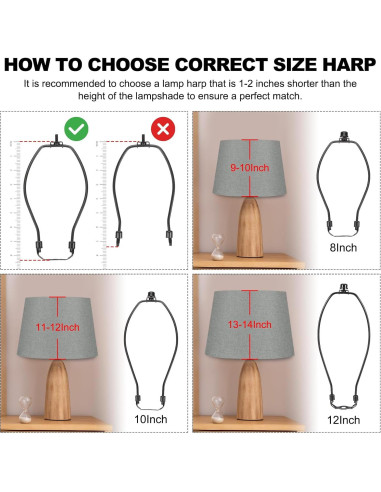 Kit de Arpa de Lámpara PATIKIL 23cm Negro 2 Juegos