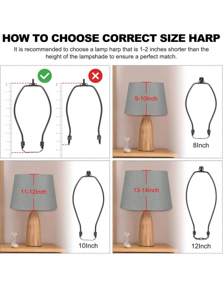 Kit de Arpa de Lámpara PATIKIL 23cm Negro 2 Juegos