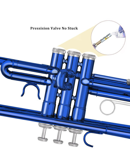 Trompeta Bb EastRock con Funda y Kit de Limpieza Azul