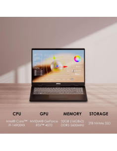 Laptop MSI Creator M16 HX 16" QHD+ Intel i9 RTX 4070 32GB 2TB 2