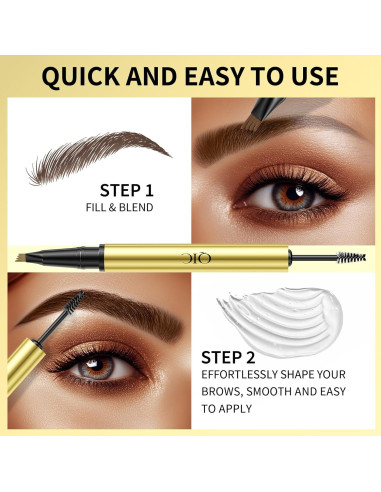 Lápiz de Cejas 2-en-1 W3W Marrón Oscuro Impermeable