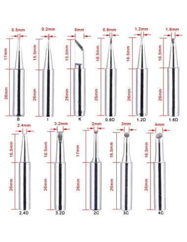 AUSTOR Kit 11 Puntas Soldador 900M-T + Paño Limpieza