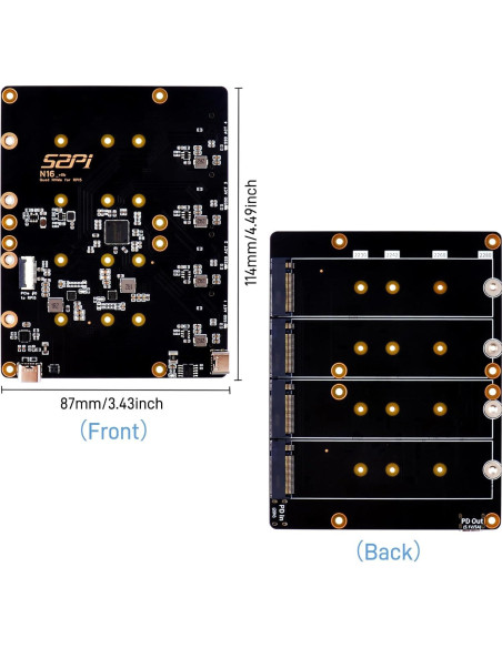 HAT GeeekPi N16 Cuádruple M.2 NVMe para Raspberry Pi 5