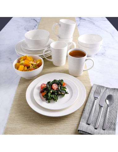 Juego de Vajilla Gibson Home Amelia Court 16 Piezas Blanco