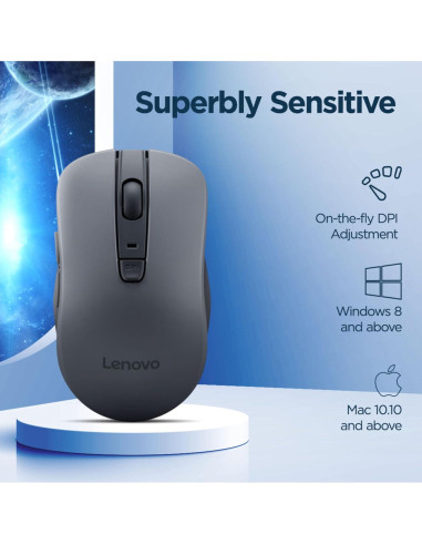 Lenovo WL310 Ratón Silencioso Bluetooth Ergonómico Gris