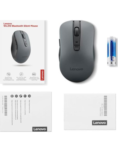 Lenovo WL310 Ratón Silencioso Bluetooth Ergonómico Gris