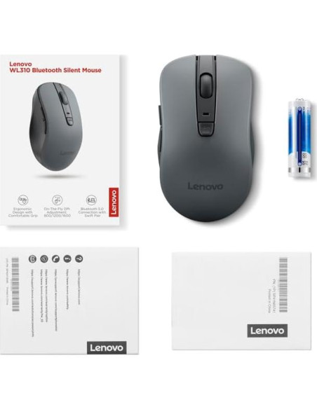 Lenovo WL310 Ratón Silencioso Bluetooth Ergonómico Gris