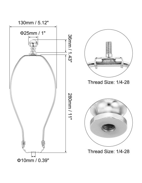Soporte para Lámpara PATIKIL 28cm Cromo 2 Juegos DIY