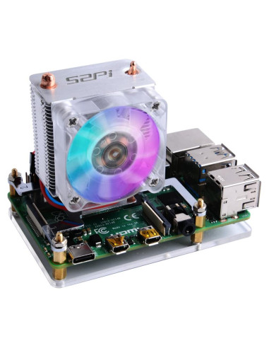 Cooler Torre de Hielo GeeekPi para Raspberry Pi 4B/3B+ - Ventilador RGB