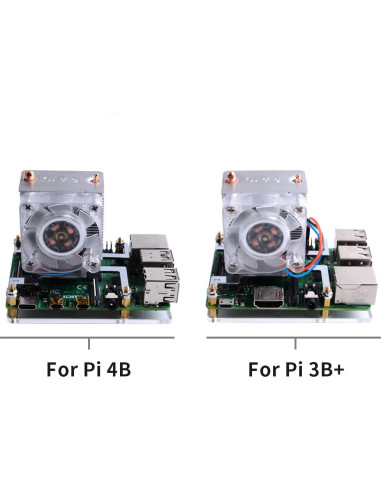 Cooler Torre de Hielo GeeekPi para Raspberry Pi 4B/3B+ - Ventilador RGB