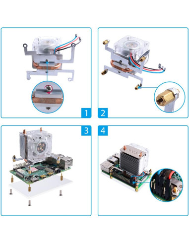Cooler Torre de Hielo GeeekPi para Raspberry Pi 4B/3B+ - Ventilador RGB