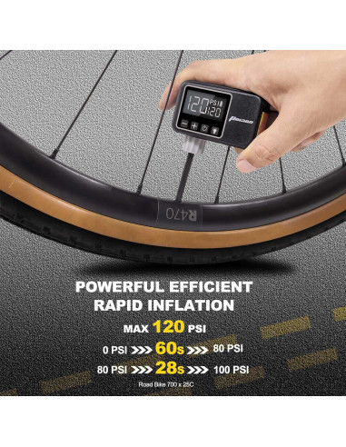 Mini Bomba Eléctrica de Bicicleta PO13ON Air2 Pro 120 PSI