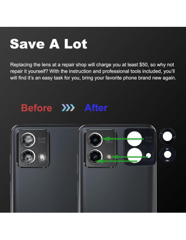 Paquete de 3 Lentes Moto G Stylus 5G 2023 XT2315 Cristal