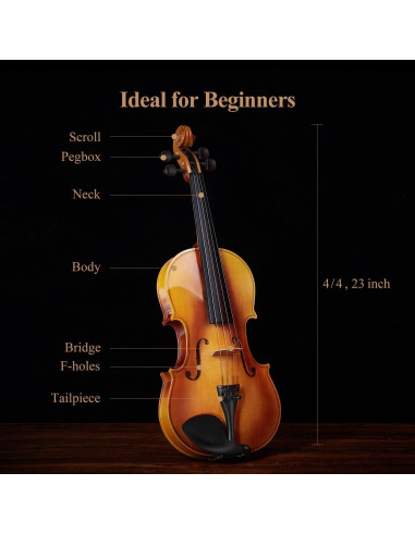 Violín Eastar 4/4 EVA-330 Madera Sólida con Accesorios