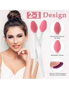 5 Pcs Cepillo Exfoliante de Labios Silicona WLLHYF 14.5 cm 2