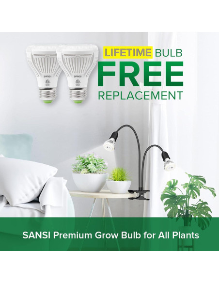 Luz de Crecimiento LED SANSI 20W con Clip y Temporizador