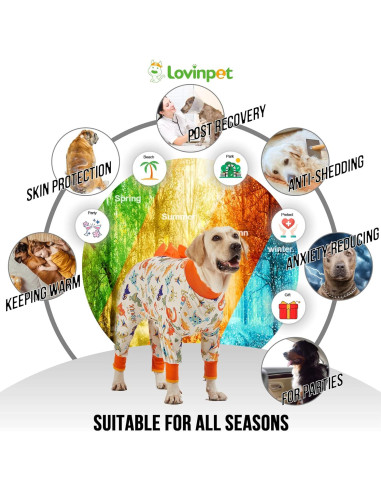 Pijama para Perros LovinPet Grande Anti Lamer Dinosaurios