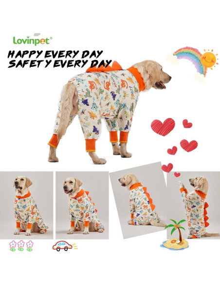 Pijama para Perros LovinPet Grande Anti Lamer Dinosaurios