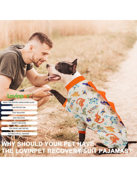 Pijama para Perros LovinPet Grande Anti Lamer Dinosaurios
