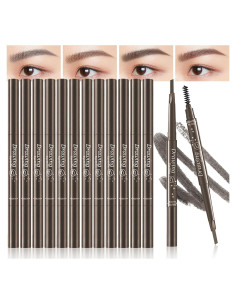 Set de 12 Lápices de Cejas 2 en 1 MooGlamor Marrón Oscuro
