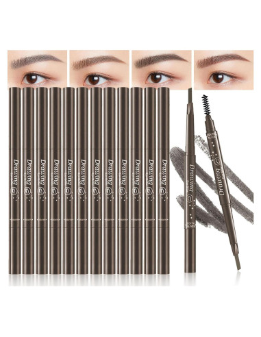 Set de 12 Lápices de Cejas 2 en 1 MooGlamor Marrón Oscuro