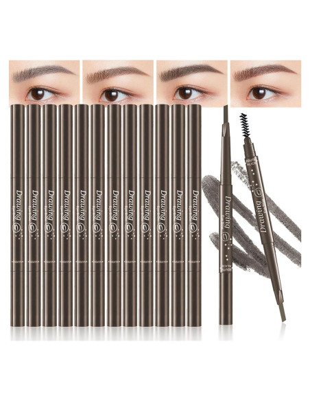 Set de 12 Lápices de Cejas 2 en 1 MooGlamor Marrón Oscuro Set de 12 Lápices de Cejas 2 en 1 MooGlamor Marrón Oscuro