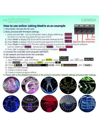 Controlador LED K16 ARTNET+DMX Profesional 16 Puertos