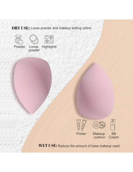 Conjunto de Esponjas de Maquillaje BS-MALL Rosa 10 Piezas
