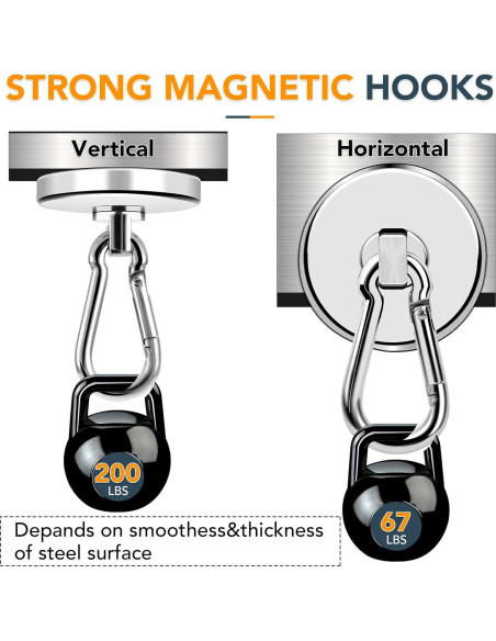 Ganchos Magnéticos MIKEDE 4 Pcs Alta Resistencia 90.72 kg