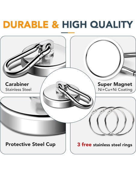 Ganchos Magnéticos MIKEDE 4 Pcs Alta Resistencia 90.72 kg