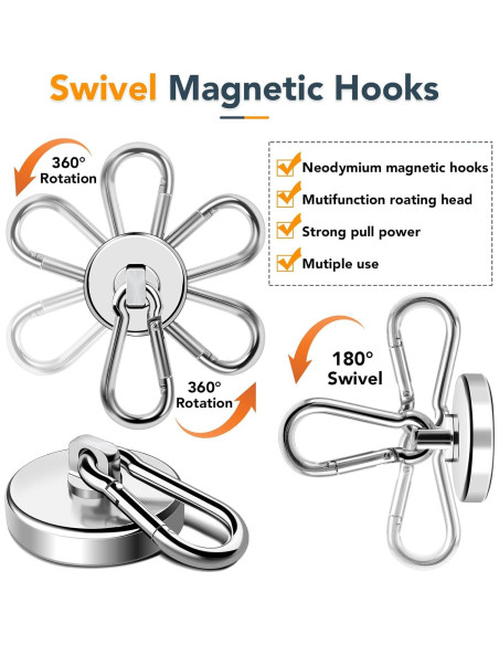Ganchos Magnéticos MIKEDE 4 Pcs Alta Resistencia 90.72 kg