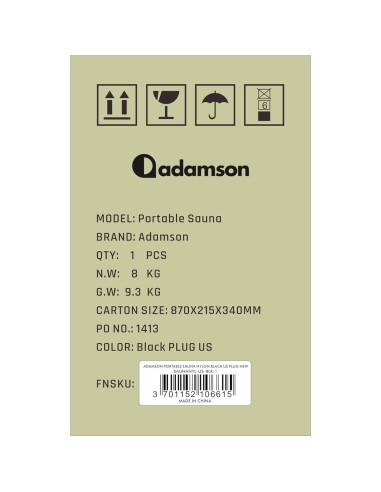 Sauna de Vapor Portátil Adamson 2.6L Silla Control Remoto