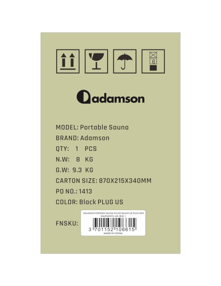 Sauna de Vapor Portátil Adamson 2.6L Silla Control Remoto