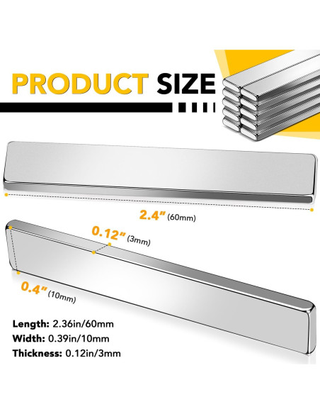 Imanes de Neodimio DIYMAG 60x10x3mm, Paquete de 12