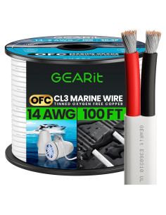 Cable Marino GEARit 14AWG 30,48m Cobre OFC Dúplex Blanco