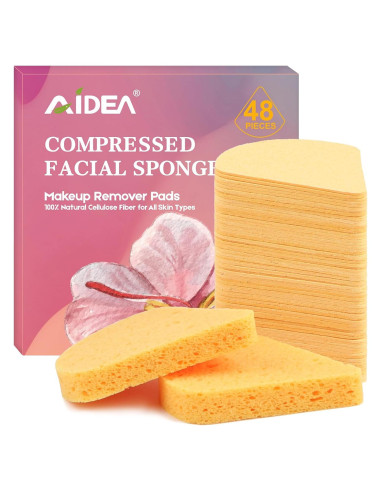 Esponjas Faciales Comprimidas AIDEA 48 Unidades Celulosa Natural
