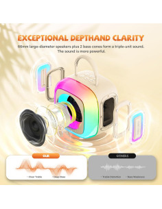 Mini Máquina de Karaoke Beige con 2 Micrófonos Inalámbricos 2